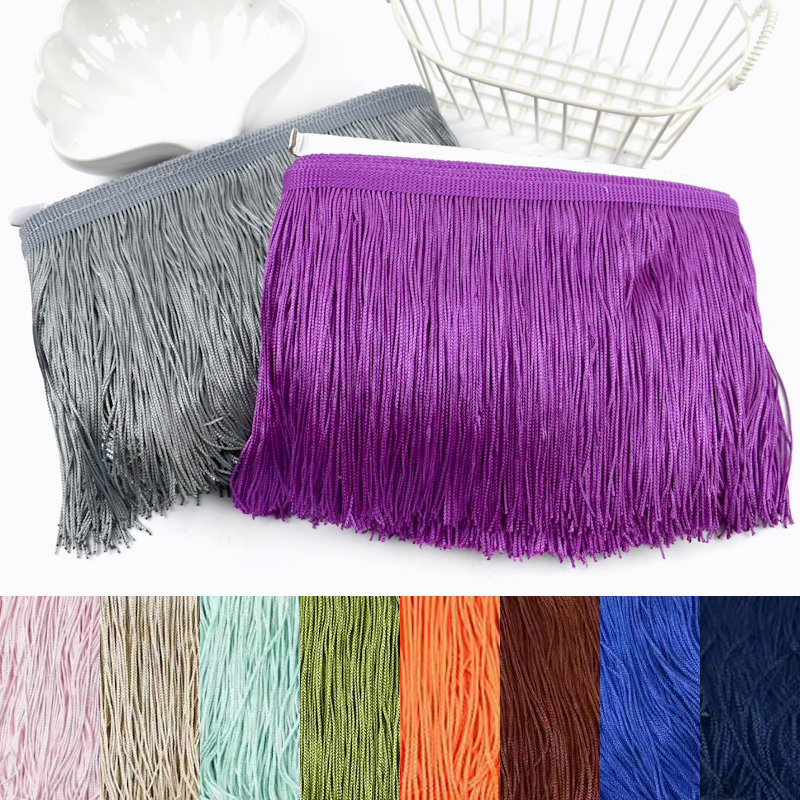Fringe Ribbon Sewing - ริบบิ้นลูกไม้โพลีเอสเตอร์ขนาด 5/10 หลา 10-20 ซม. พร้อมพู่ห้อยสำหรับตกแต่งเสื้อผ้า