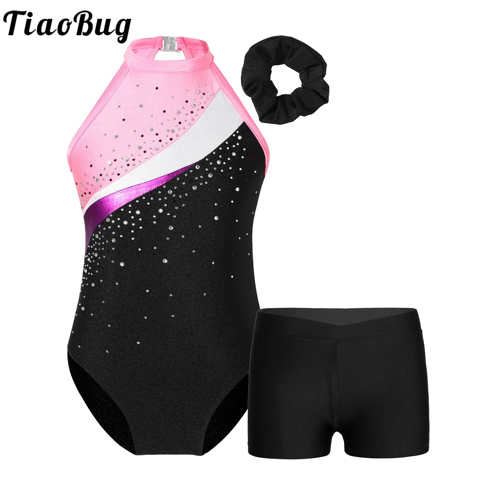 Rhinestone Banding Trim - ชุดเต้นรำยิมนาสติกเด็กเด็กผู้หญิงชุดเต้นบัลเล่ต์ชุดขี่จักรยานกีฬาประดับพลอยเทียมชุดออกกำลังกายสเก็ตบอดี้สูท