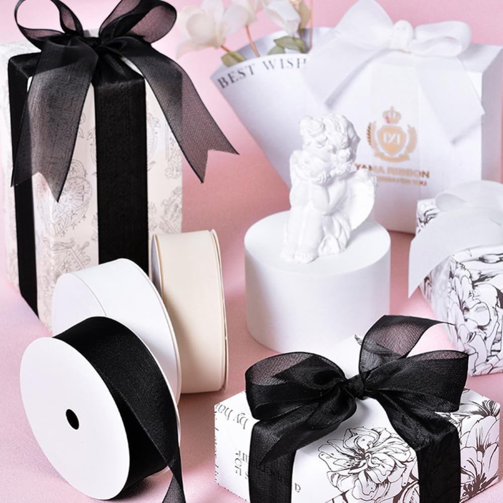 ริบบิ้นผ้าออร์แกนซ่าสีดำขนาด 1 - Organza Ribbon Spool บทวิจารณ์และราคา